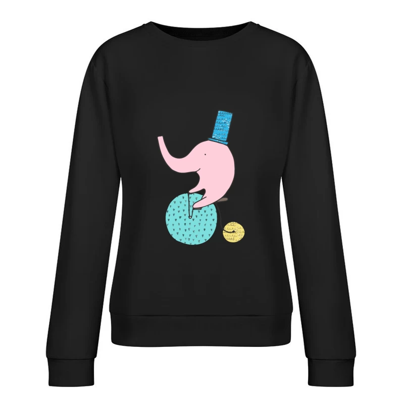 Éléphant rose jonglant sur une balle Femme Sweat-shirt à enfiler