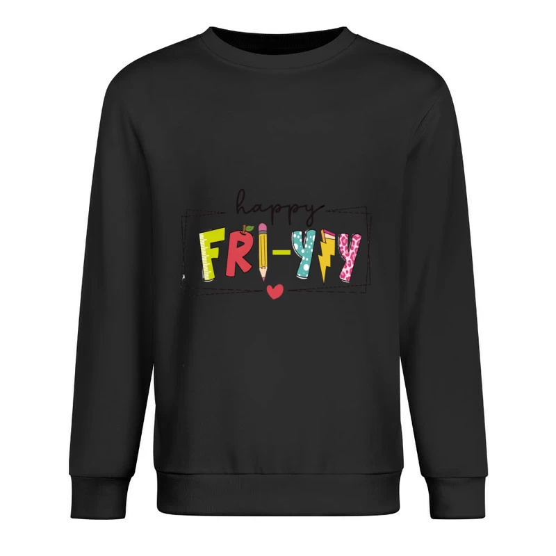 Fröhlicher Freitag Design mit Symbolen Herren Pullover Sweatshirt