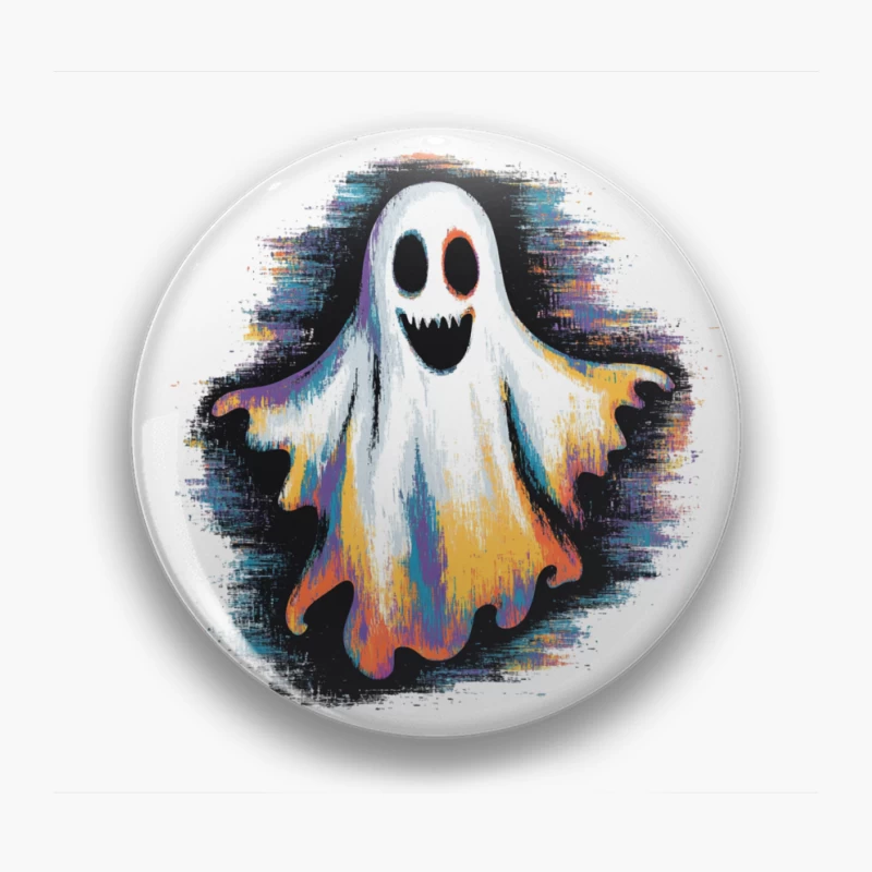 Colorful Spooky Ghost Halloween Illustration Pin