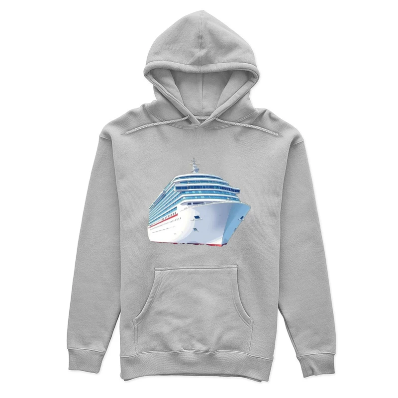 Modern Luxury Cruise Ship in White and Blue Design Female Pullover Hoodie