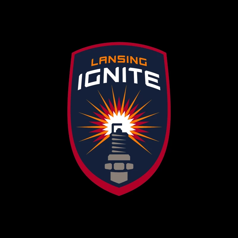 Lansing Ignite Soccer Team Shield Logo with Lighthouse Emblem Throw Pillow