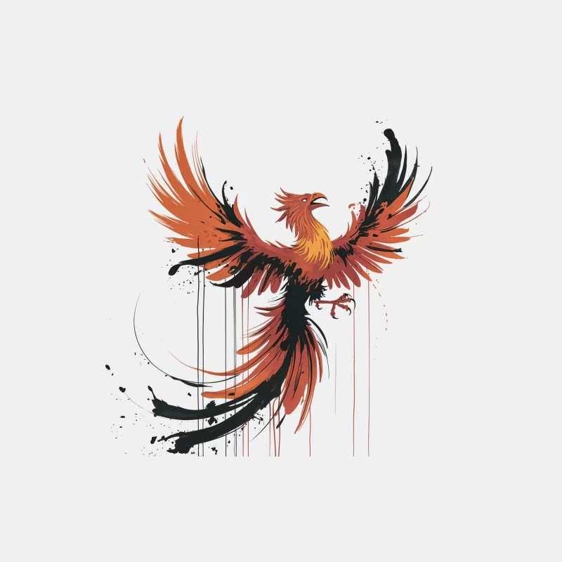Fiery Phoenix Rising: Mythical Rebirth in Ink Splatter Art Male Tank Top