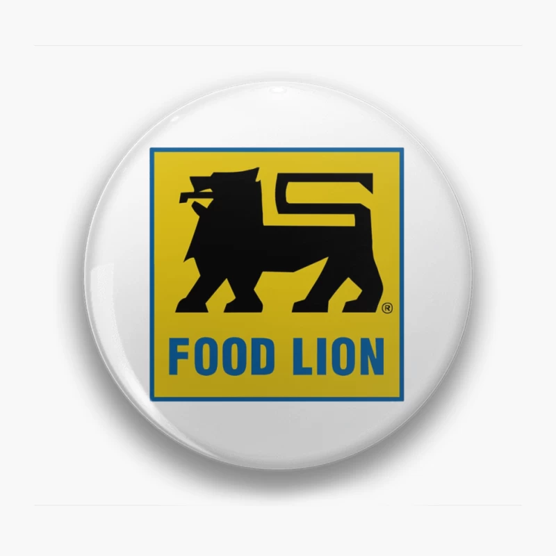 Food Lion Supermarket Chain Logo with Black Lion on Yellow Background Pin