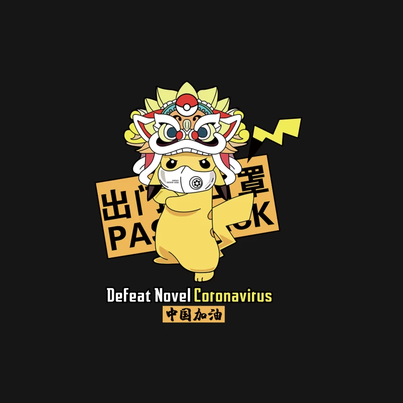 Pikachu mit Maske und Löwenkopf Herren T-Shirt