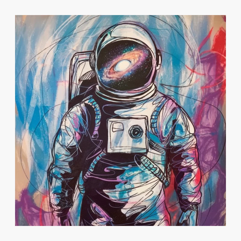 Cosmic Astronaut: A Vibrant Street Art Masterpiece Pin