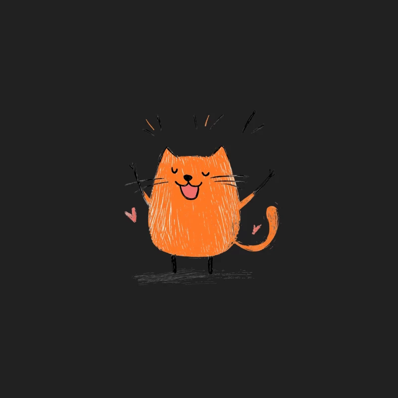 Cheerful Orange Cartoon Cat: A Cute and Simple Illustration Bucket Hat