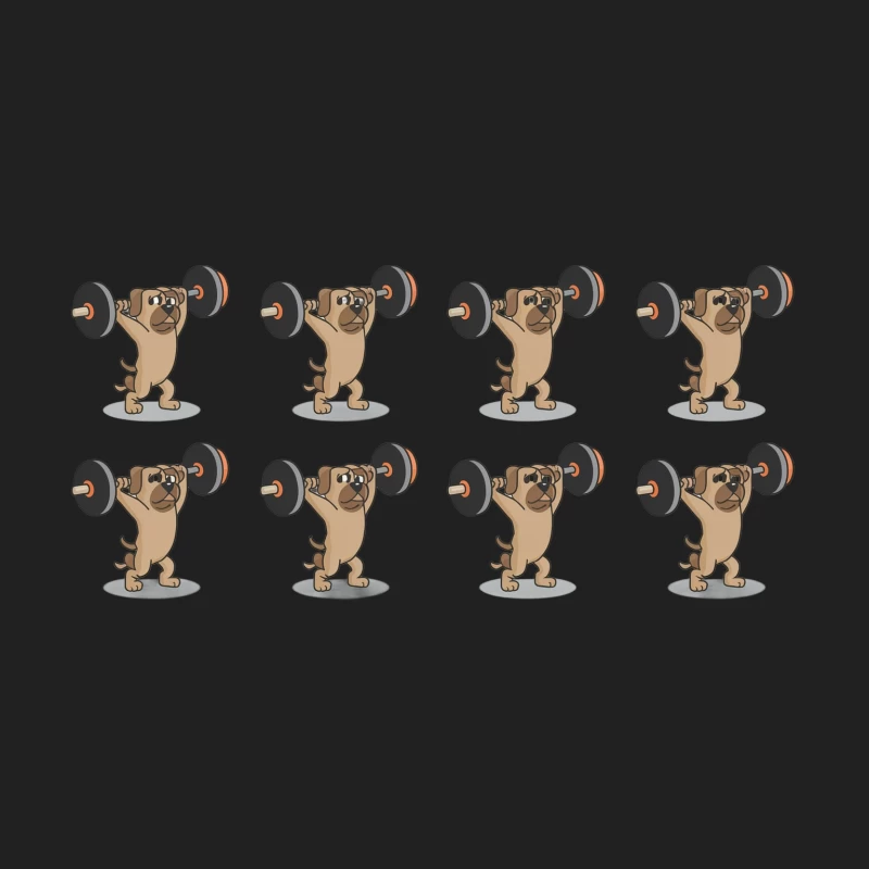 Cartoon Dog's Weightlifting Workout: A Humorous Fitness Repetition Bucket Hat