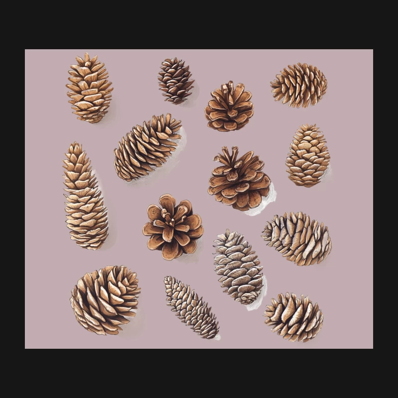 Variety of Brown Pinecones: A Natural Botanical Study Mouse Pad