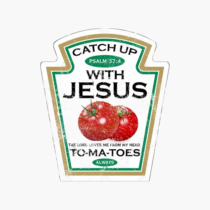 Catch Up with Jesus: Tomato-Themed Religious Humor Cotton Tote Bag