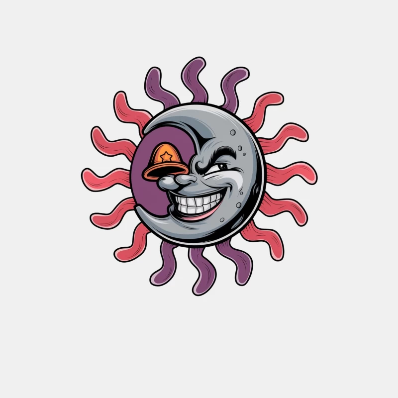 Smiling Moon Sun Creative Cartoon Artwork Male Tank Top