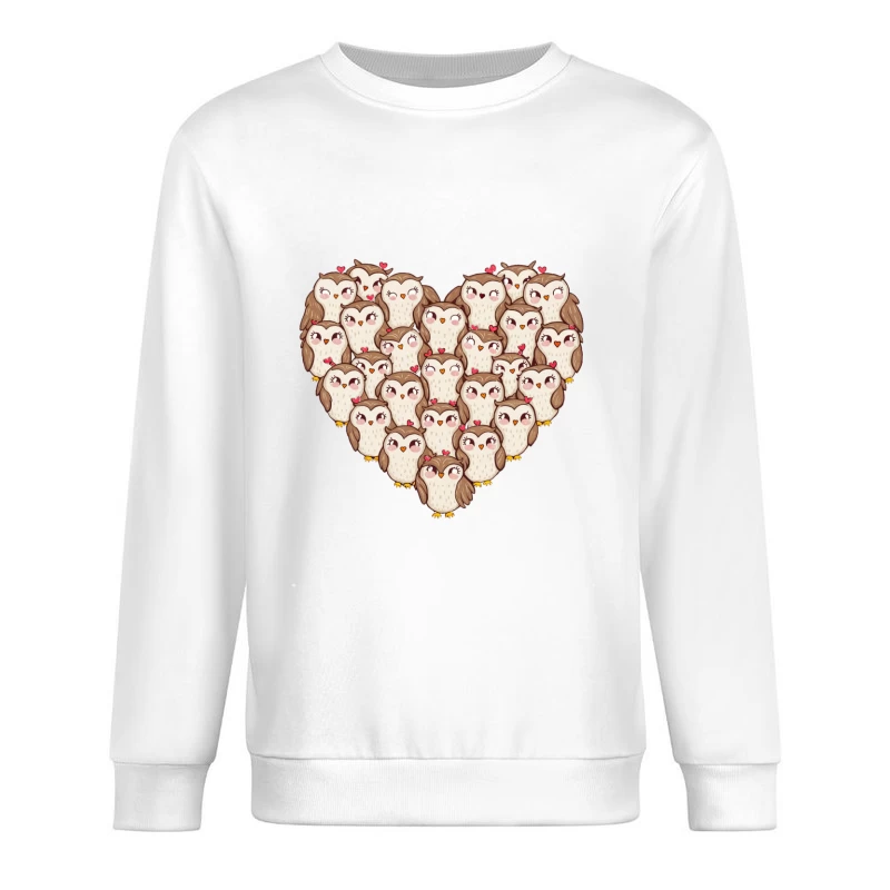 Cute Cartoon Owls in a Heart Shape Male Pullover Sweatshirt