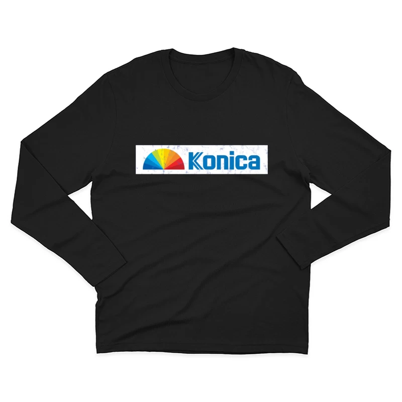 Konica Corporate Logo with Rainbow Semicircle Design Male Long Sleeve T-Shirt