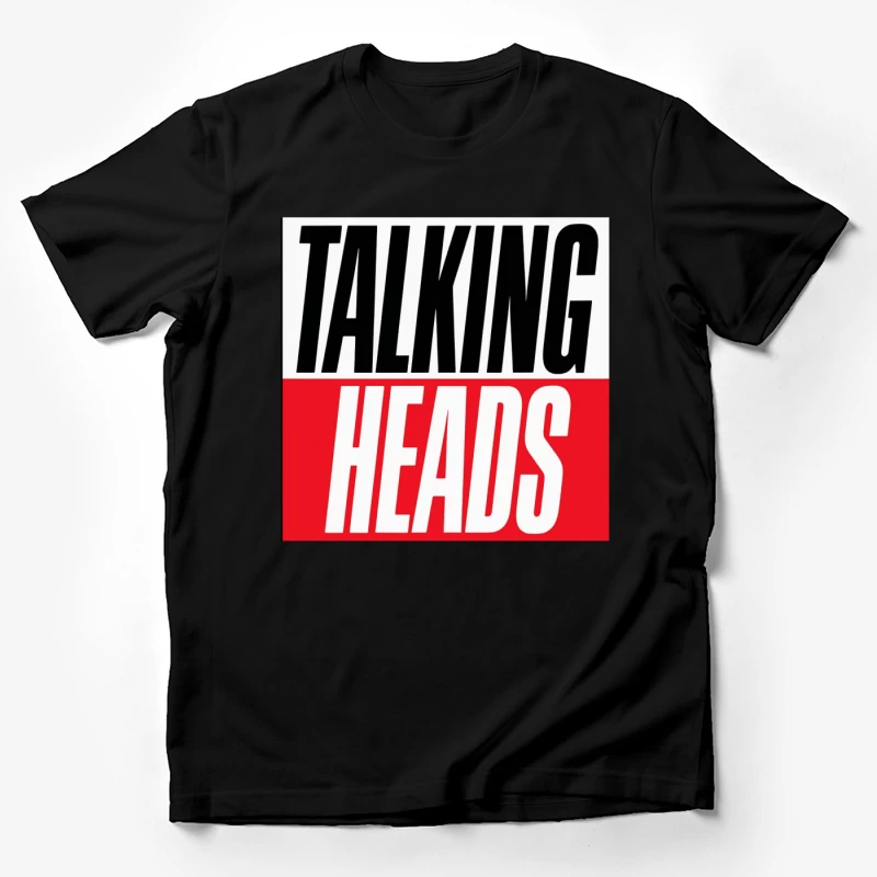 Talking Heads Classic Band Logo Design in Black and Red Typography Male T-Shirt