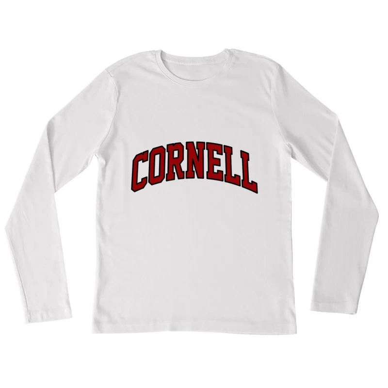 Cornell University Red Arched Text Logo Female Long Sleeve T-Shirt