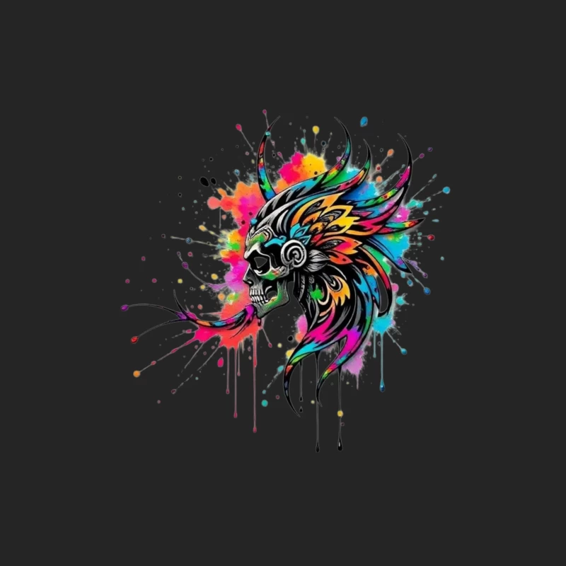 Colorful Tribal Skull Art Male Pullover Sweatshirt