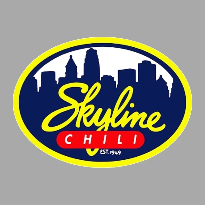 Skyline Chili Restaurant Brand Logo with Cincinnati Cityscape Male Pullover Hoodie