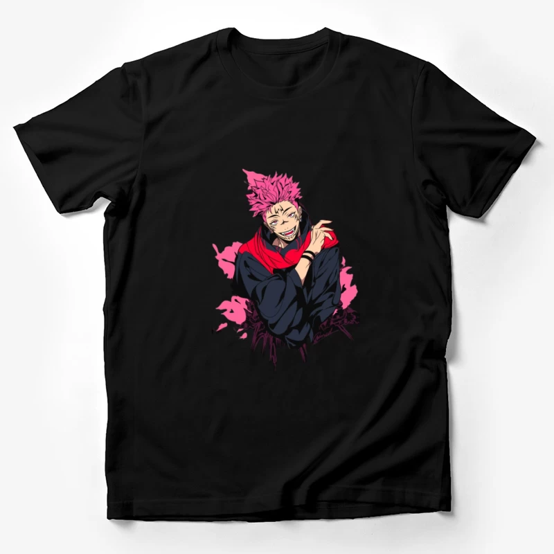 Anime-Charakter mit pinken Haaren und schwarzem Outfit Herren T-Shirt