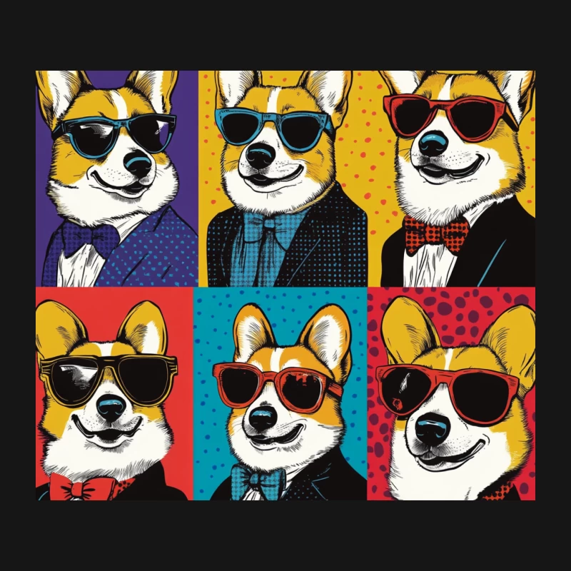 Stylish Corgi Pop Art Fashion Illustration with Sunglasses Mouse Pad