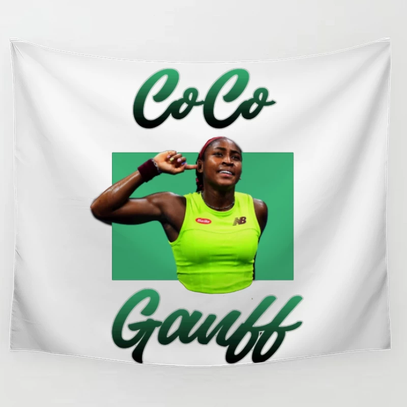 Professional Tennis Athlete in Bright Training Attire Tapestry