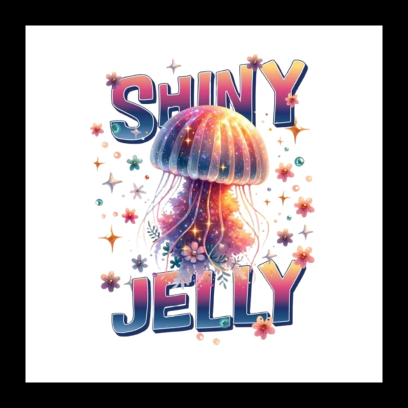 Shiny Jelly: Whimsical Watercolor Jellyfish Typography Art Pin