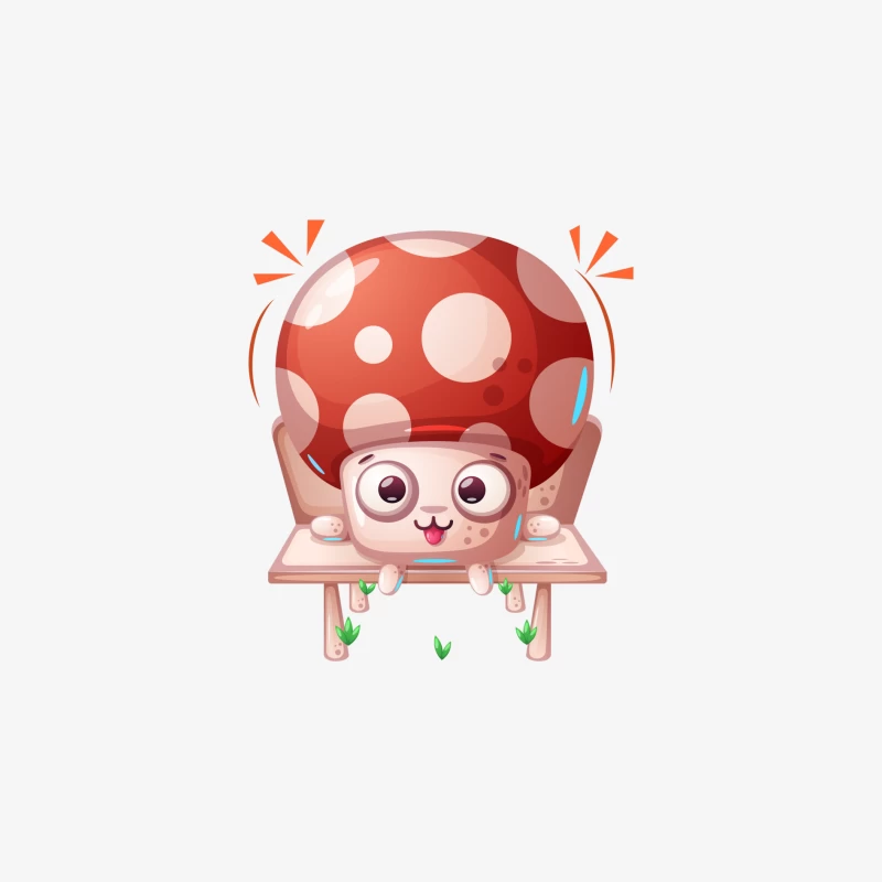 Dessin mignon de champignon avec visage joyeux Homme Manches Longues T-Shirt