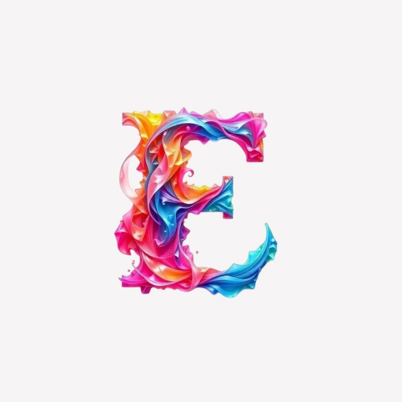 Vibrant Liquid Rainbow Letter E Design Female T-Shirt