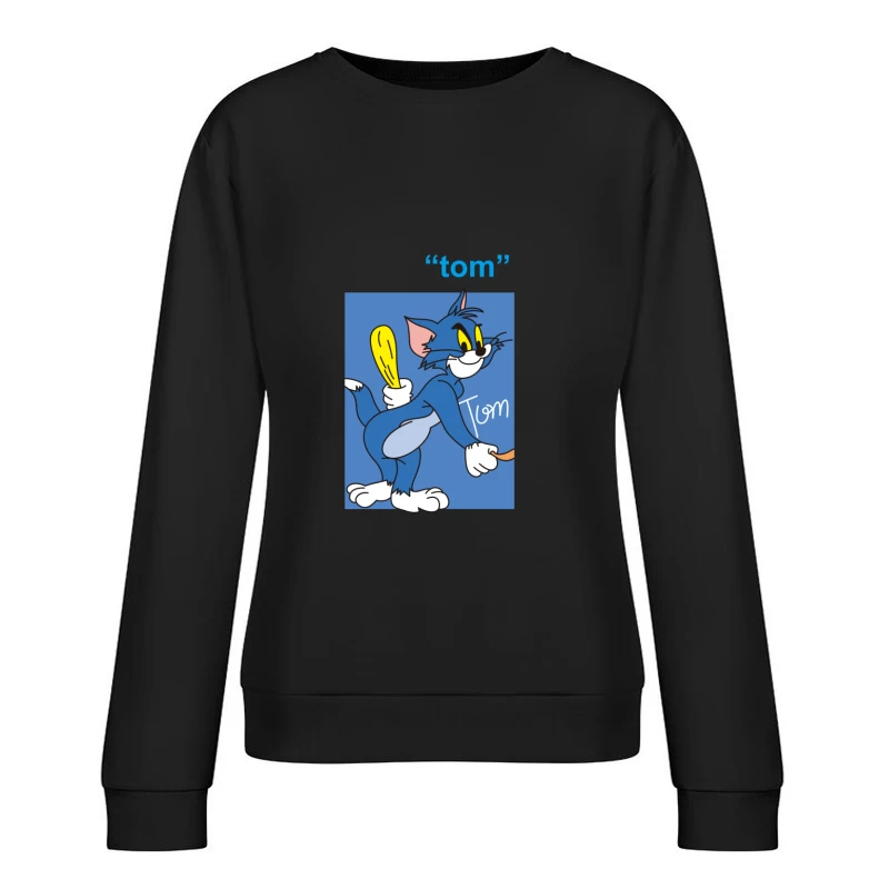 Tom der Cartoon-Katze mit Keule Damen Pullover Sweatshirt