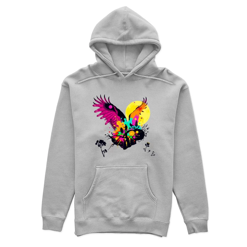 Vibrant Abstract Eagle Silhouette Under Moonlight Female Pullover Hoodie