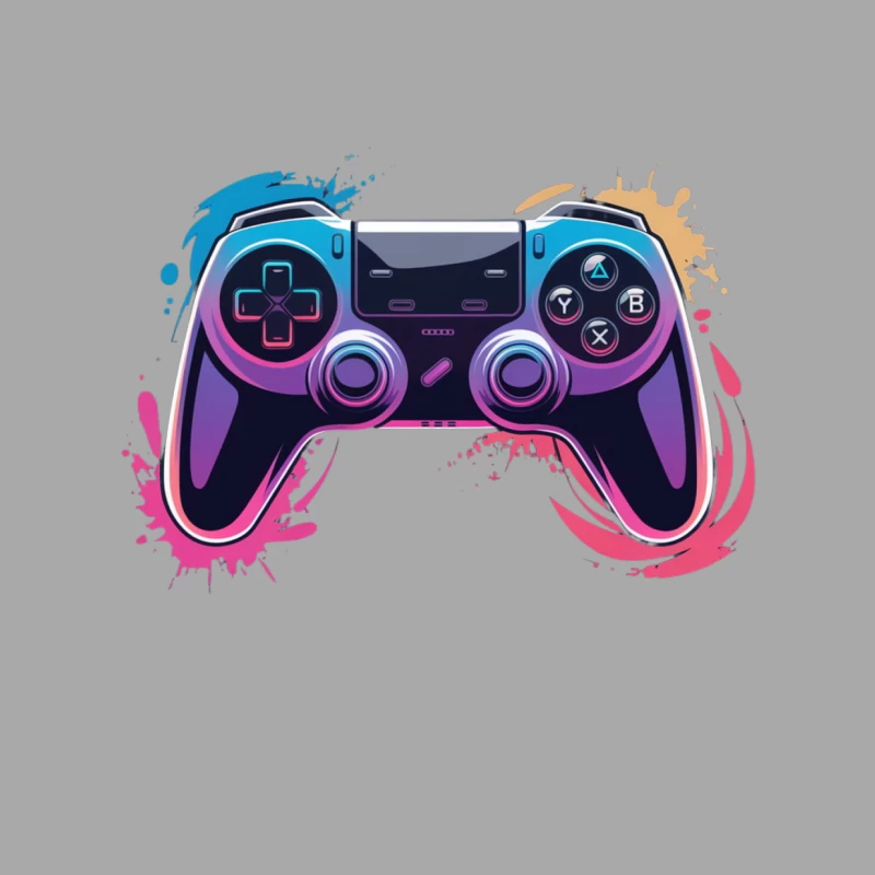 Artistic Gaming Controller with Colorful Splash Design Female Pullover Hoodie