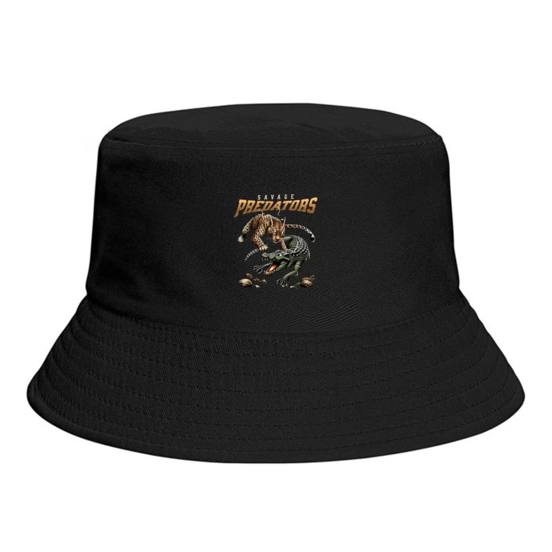 Savage Predators: Jaguar vs Crocodile Battle Art Bucket Hat