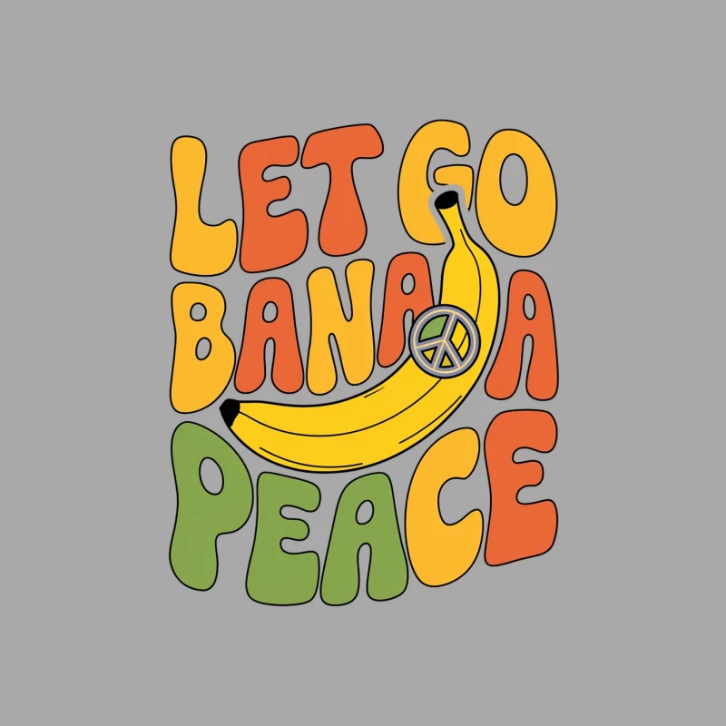 Groovy Banana Peace Slogan in Retro Typography Female Pullover Hoodie
