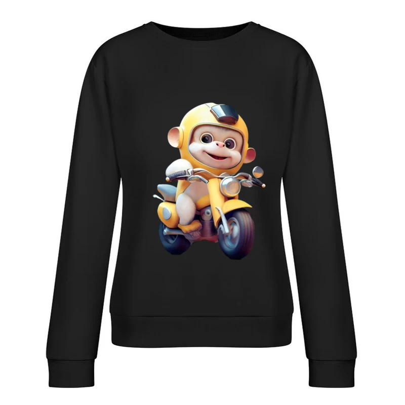 Fröhlicher Affe auf Motorrad Damen Pullover Sweatshirt