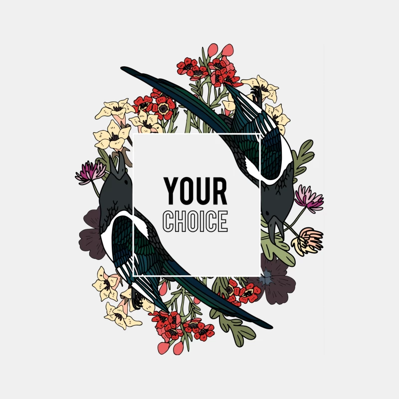 Vögel und Blumen Illustration mit Rahmen Herren Tanktops