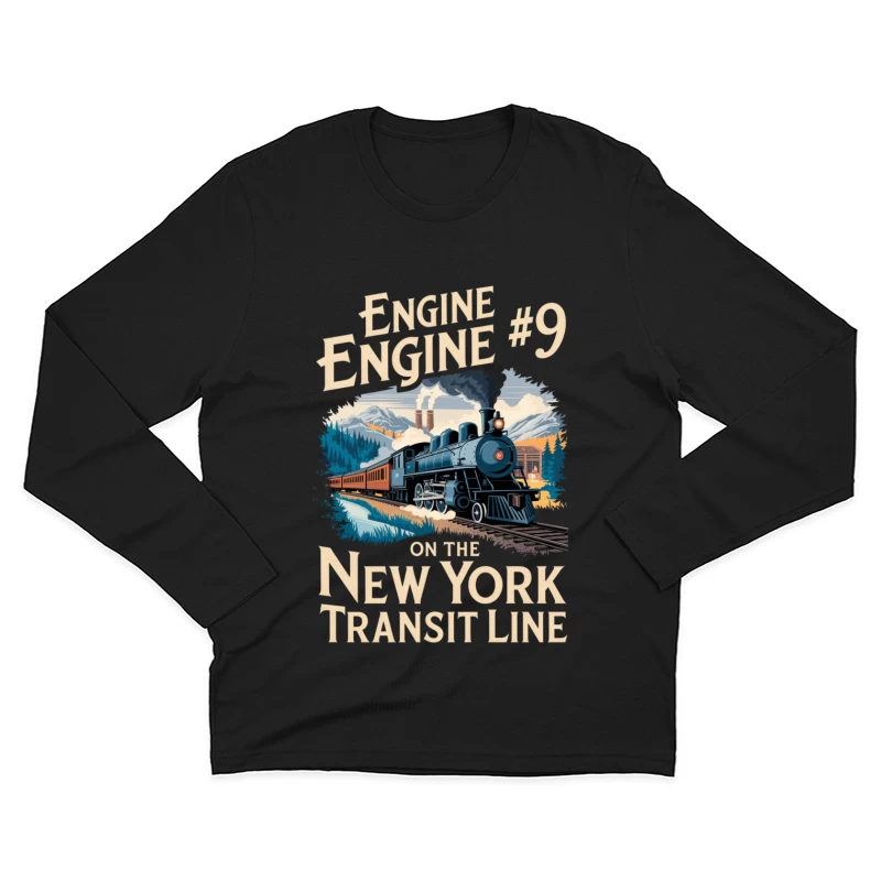 Nostalgic Steam Engine Journey on the New York Transit Line Male Long Sleeve T-Shirt