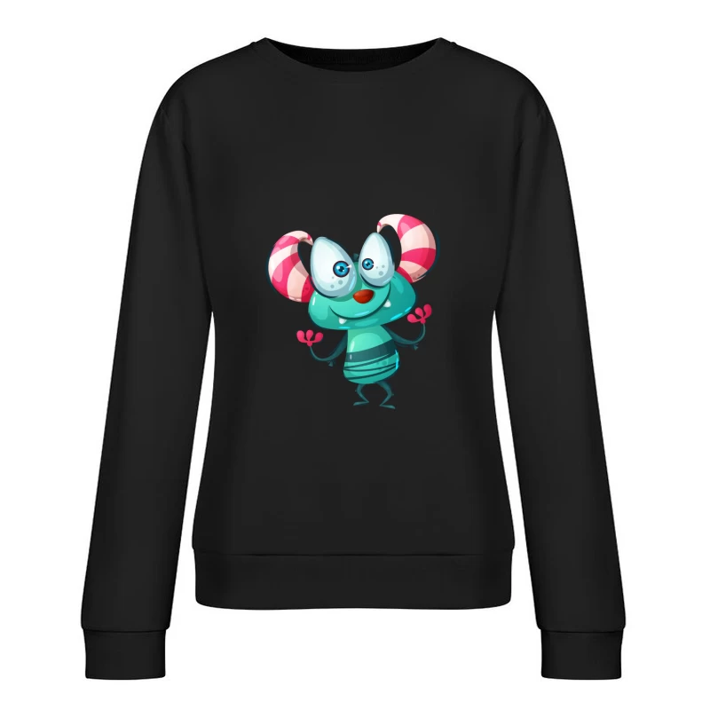 Créature colorée extraterrestre avec cornes rayées Femme Sweat-shirt à enfiler