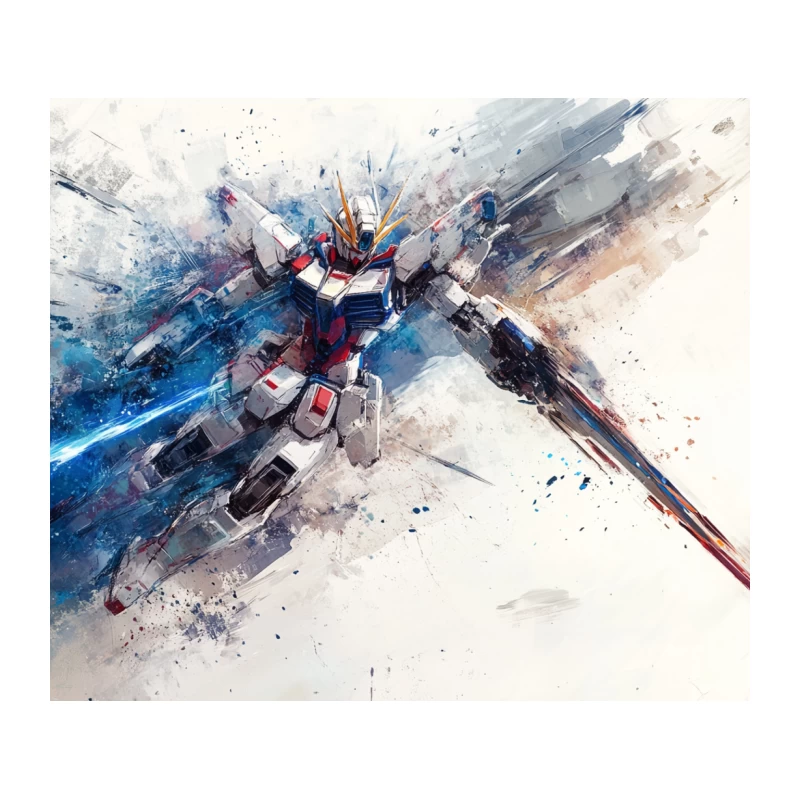 Dynamic Mecha Robot in Explosive Sci-Fi Action Tapestry