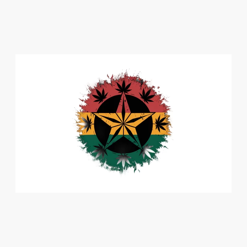 Rastafarian-Inspired Cannabis Symbol with Grunge Effect Travel Mug