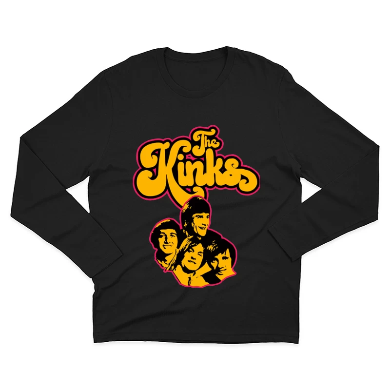 The Kinks Vintage Band Logo with Silhouettes Male Long Sleeve T-Shirt