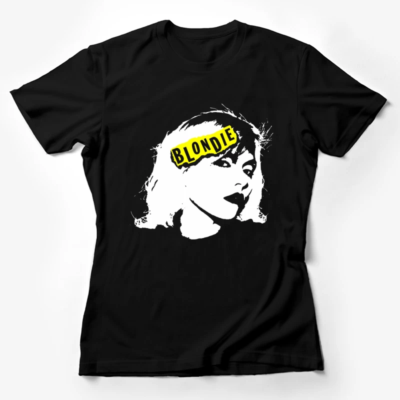 Blondie Band Artistic Logo Design in Black and White Female T-Shirt