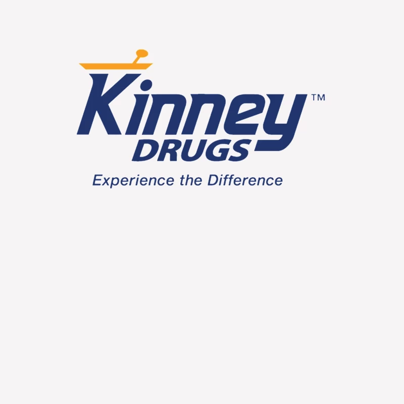 Kinney Drugs Pharmacy Logo with Blue Text and Orange Accent Male T-Shirt