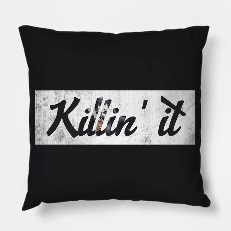 Urban Graffiti Art with Motivational Typography Throw Pillow