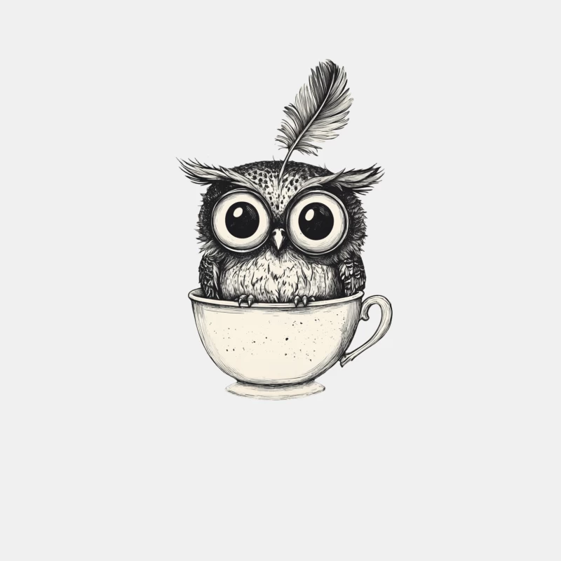 Whimsical Owl in Teacup Illustration Male Tank Top