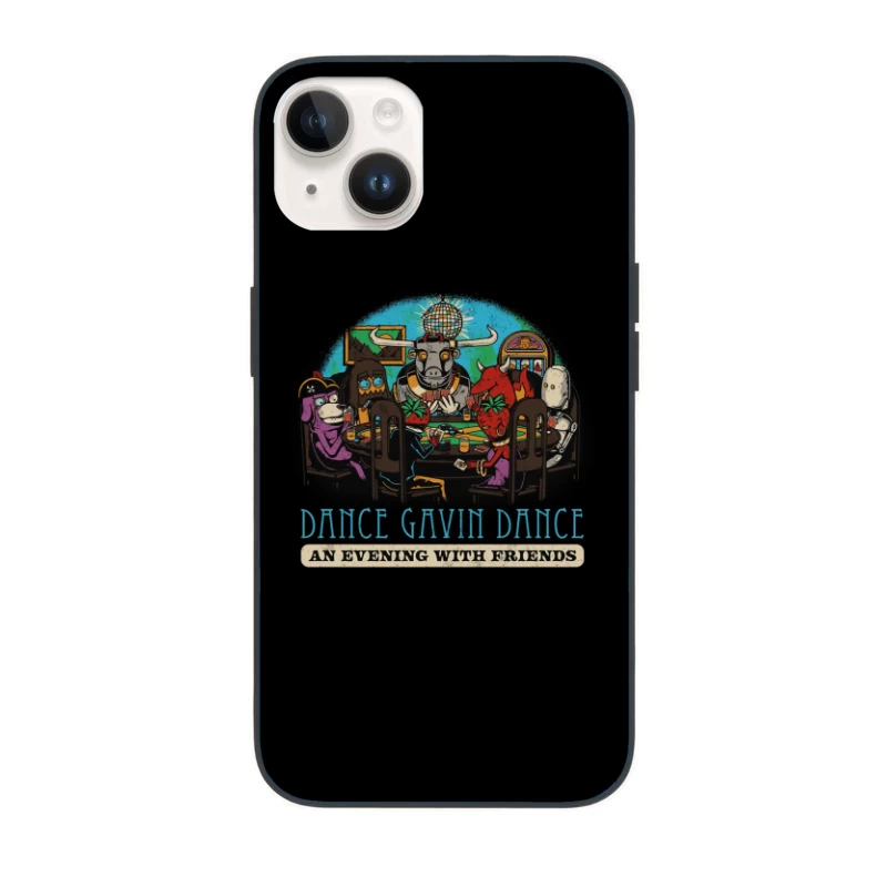 Dance Gavin Dance: Cartoon Characters Playing Poker Under Disco Ball iPhone Case