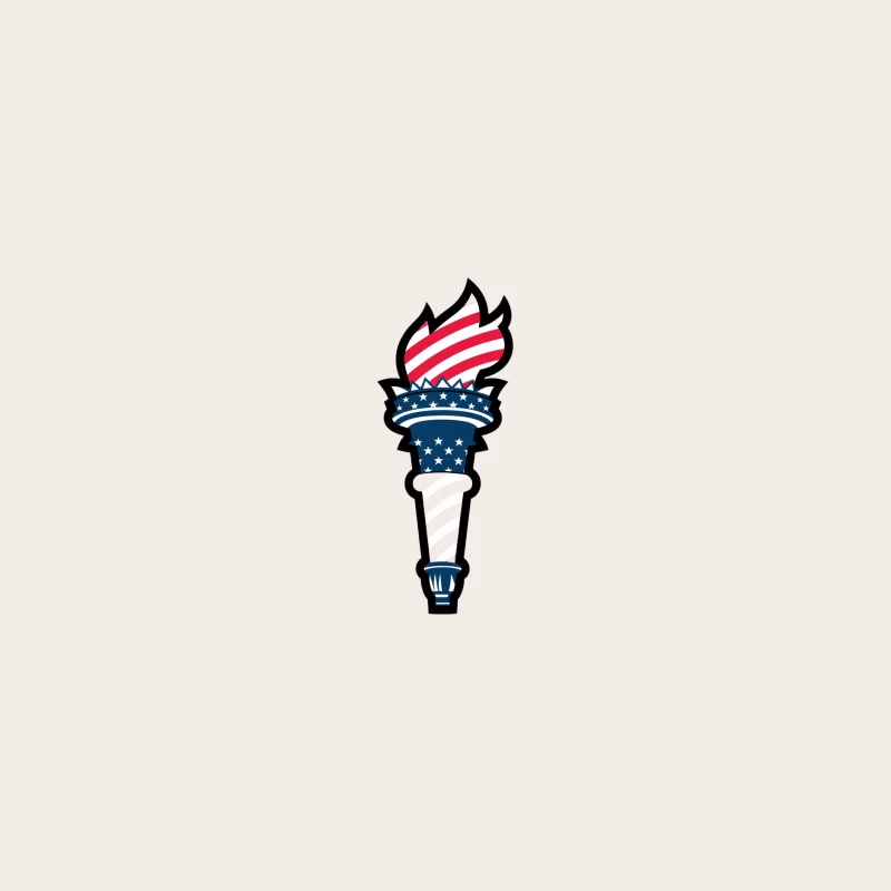 American Patriotic Liberty Torch with Flag Design Bucket Hat