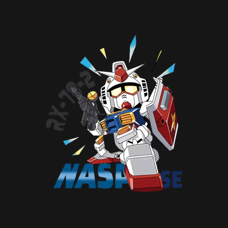 Niedlicher Mecha mit RX-78 Design Herren Langarm T-Shirt