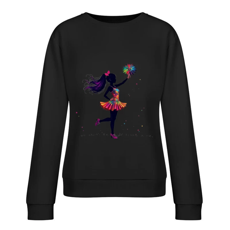 Colorful Cheerleader Silhouette Female Pullover Sweatshirt