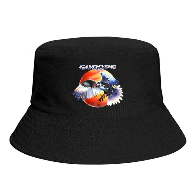 Europe Band Logo with Majestic Eagle Against Sunset Bucket Hat