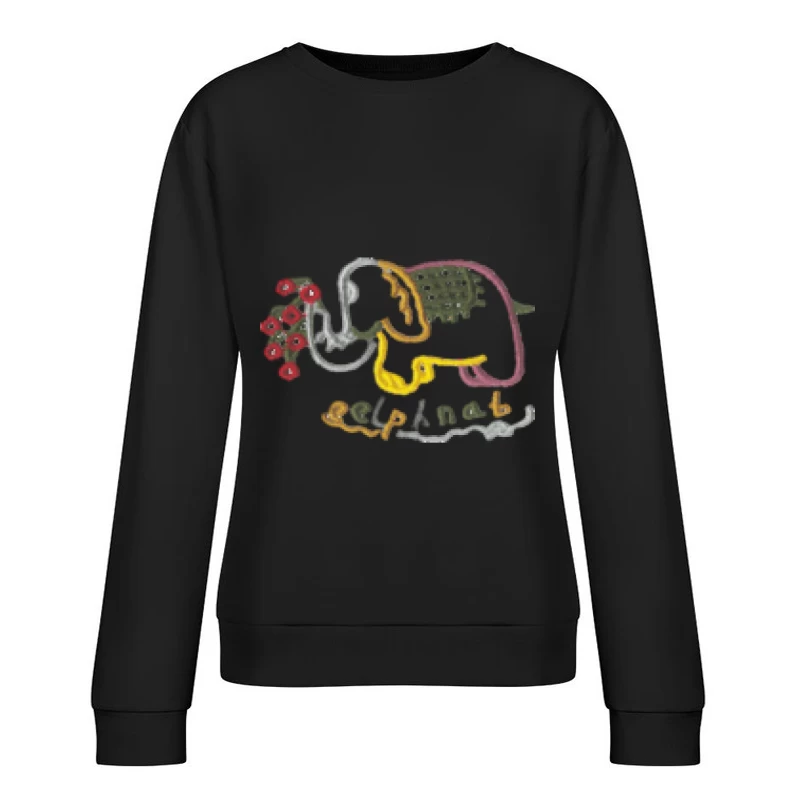 Elefant mit Blumenstickerei Damen Pullover Sweatshirt