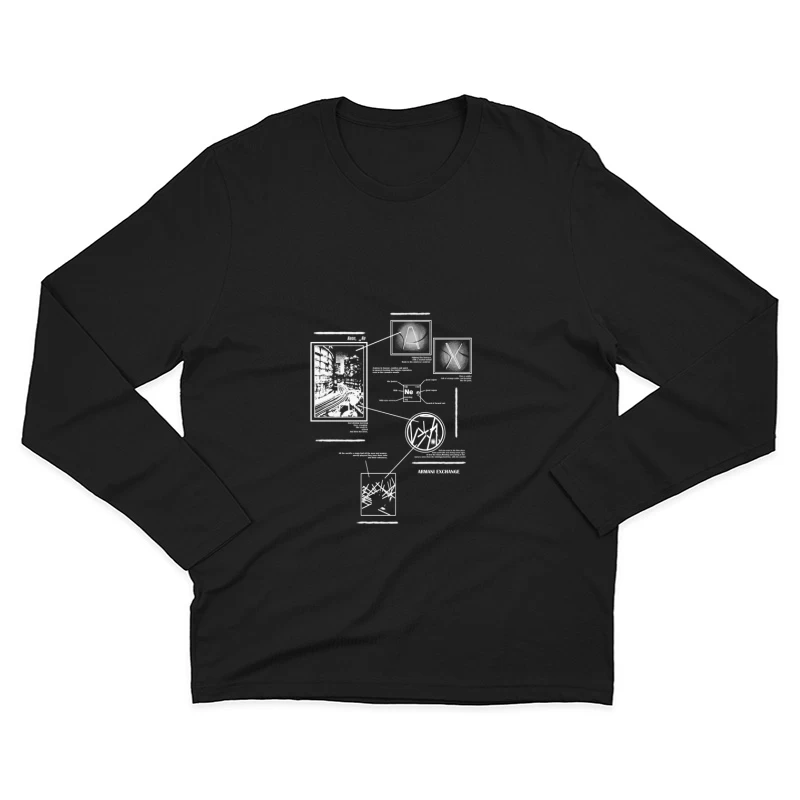 Technisches Diagramm mit Markierungen Herren Langarm T-Shirt