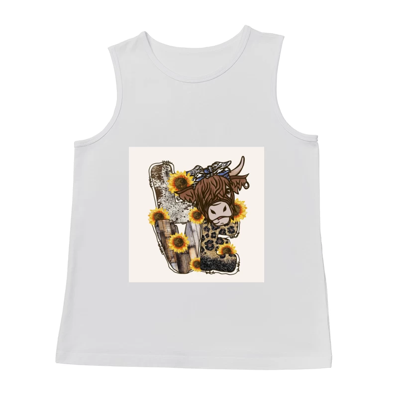 Highland-Kuh und Sonnenblumen-Design Herren Tanktops